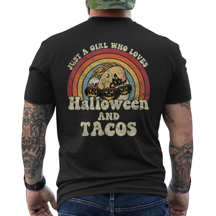 A Girl Who Loves Halloween And Tacos 70S Retro Vintage Tacos Funny Gifts Mens Back Print T-shirt