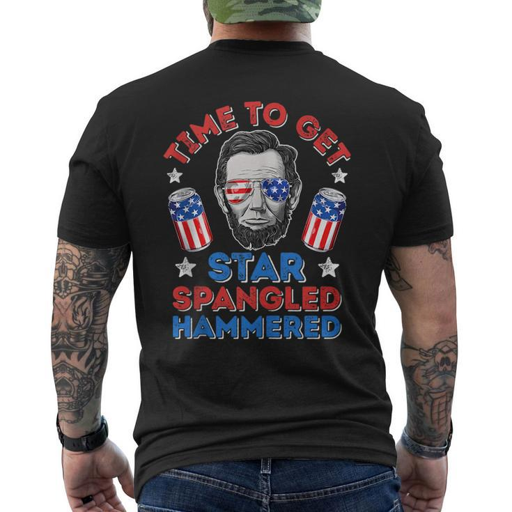Abe Lincoln 4Th Of July Time To Get Star Spangled Hammered  Mens Back Print T-shirt