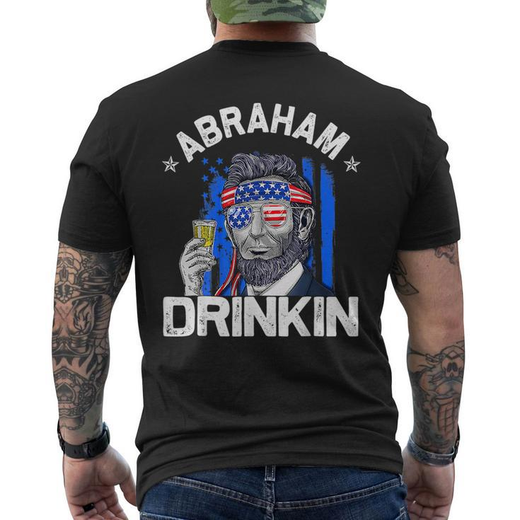 Abraham Drinkin  Funny Abe Lincoln Merica Usa July 4Th  Mens Back Print T-shirt