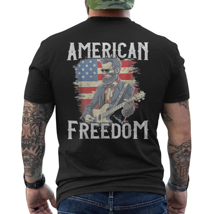 Abraham Lincoln 4Th Of July American Flag Country Rock Music  Mens Back Print T-shirt