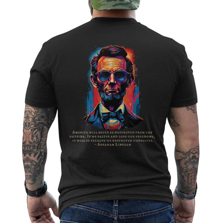 Abraham Lincoln Freedom Quote Usa America July Patriotic  Mens Back Print T-shirt