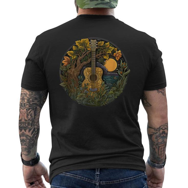 Acoustic Guitar Tree Guitarist Landscape Nature Music Lover Men's T-shirt Back Print