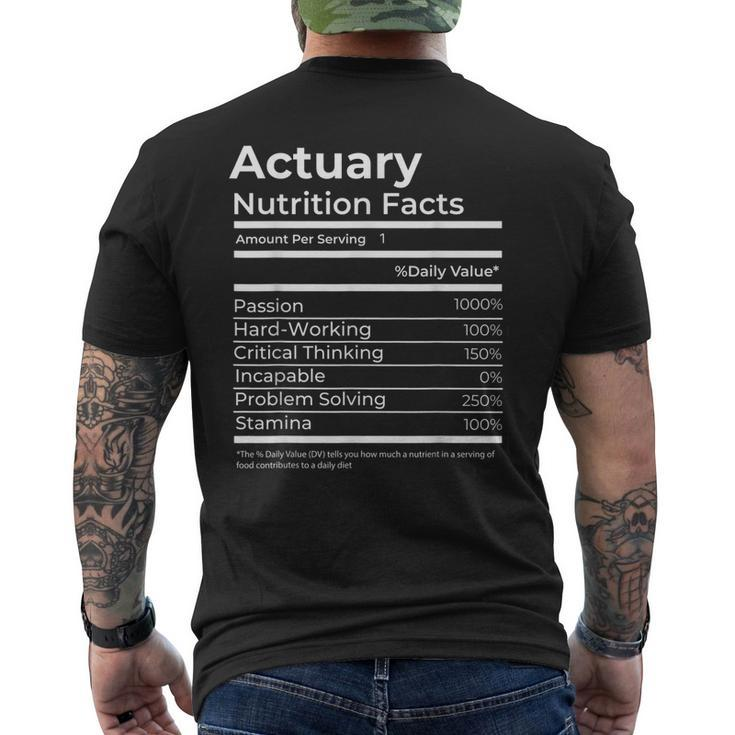 Actuary Nutrition Facts Job Actuarial Science Men's Back Print T-shirt