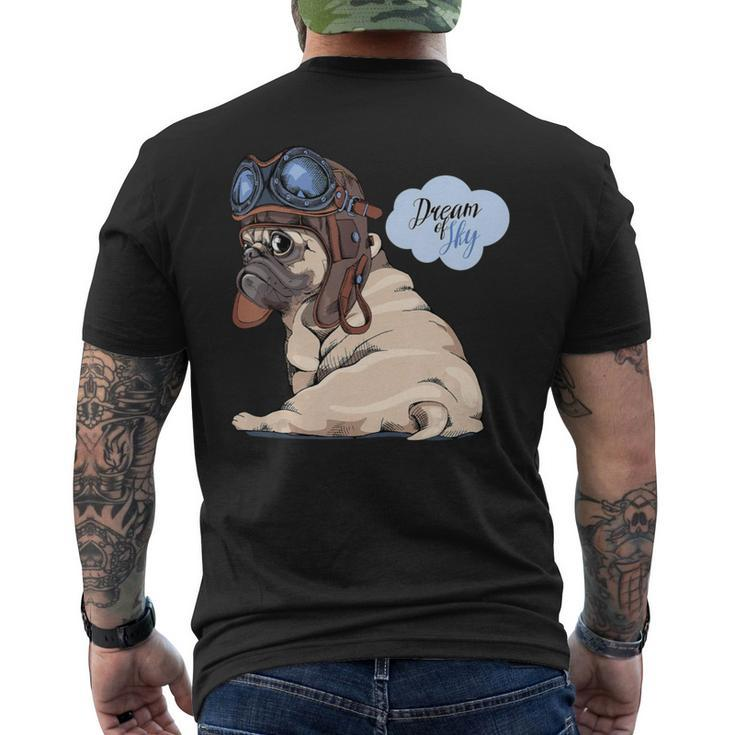 Adorable Beige Puppy Pug In Pilot He Mens Back Print T-shirt