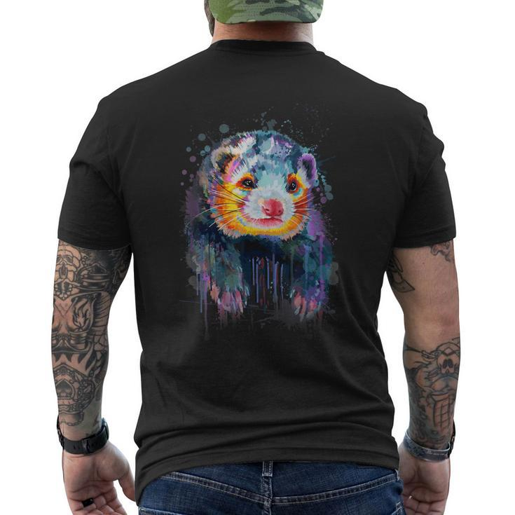 Adorable Ferret Attractive Splash Painting  Mens Back Print T-shirt