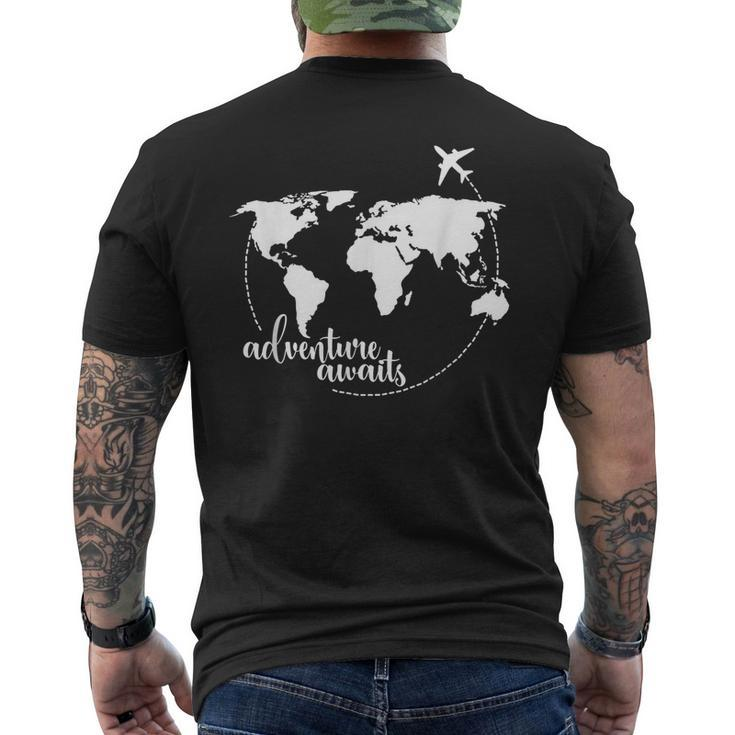 Adventure Awaits World Map For Travel Vacations  Mens Back Print T-shirt