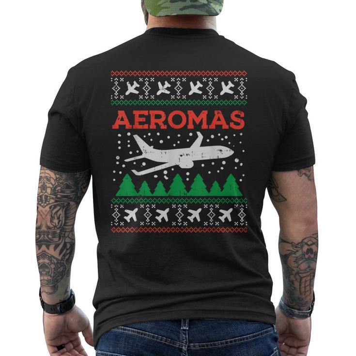 Aeromas Plane Ugly Christmas Sweater Flight Xmas Pilot Pj Men's T-shirt Back Print