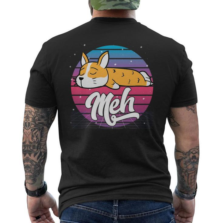 Aesthetic Vaporwave Japanese Otaku Meme Meh Corgi Dog Gift   Mens Back Print T-shirt