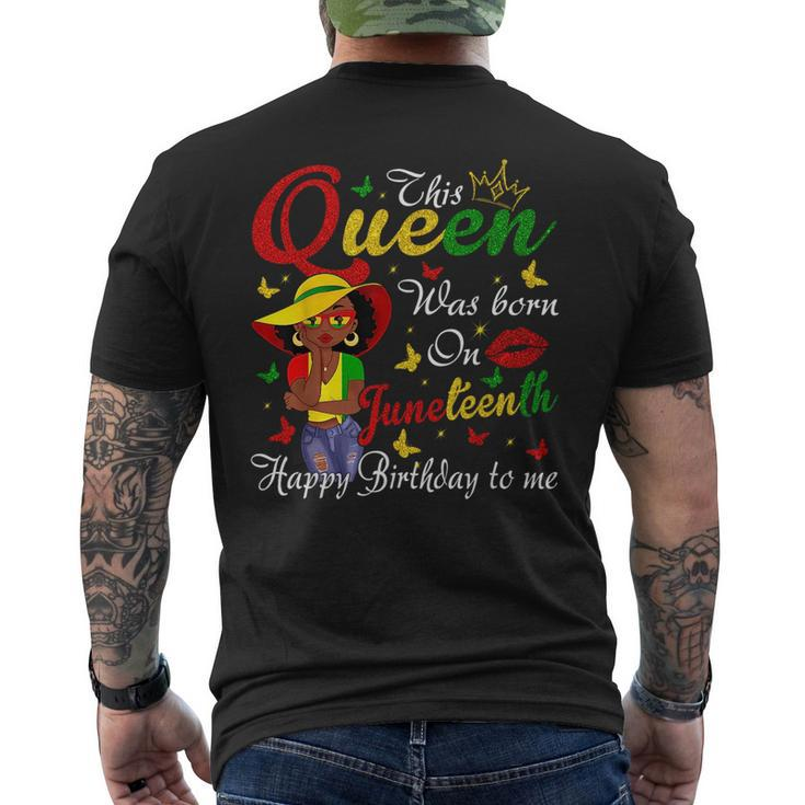 African American Black Queen Happy Birthday Junenth  Mens Back Print T-shirt