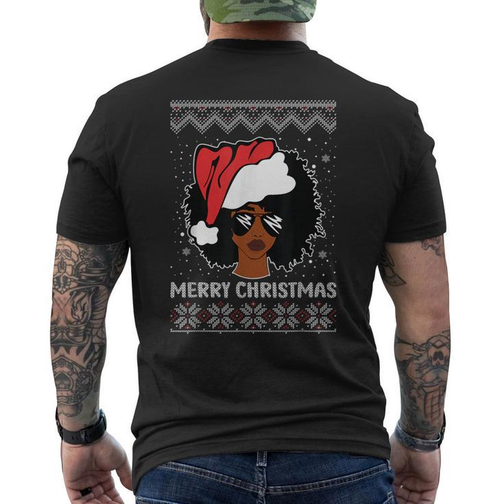 African American Woman Ugly Christmas Sweater Pajama Men's T-shirt Back Print