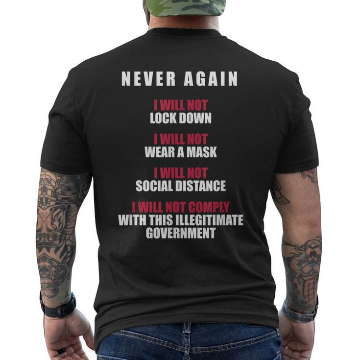 Never Again I Will Not Comply Can't Believe This Government Men's T-shirt Back Print
