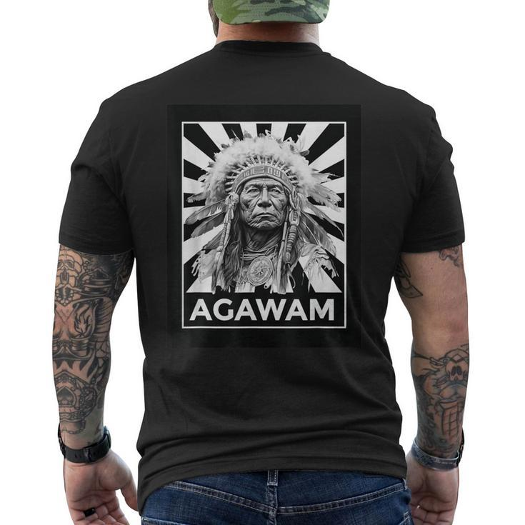 Agawam American Native Indian Proud Warrior Heritage Men's T-shirt Back Print