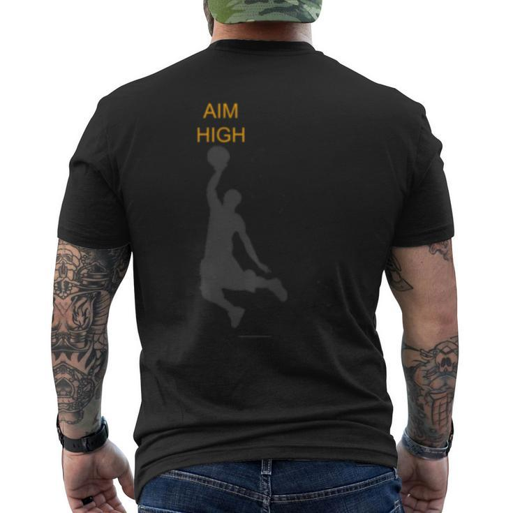 Aim High Basketball Motivation Slam Dunk Reach Higher Mens Back Print T-shirt