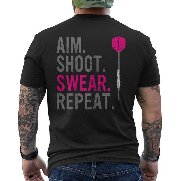 Aim Shoot Swear Repeat - Darts  Mens Back Print T-shirt