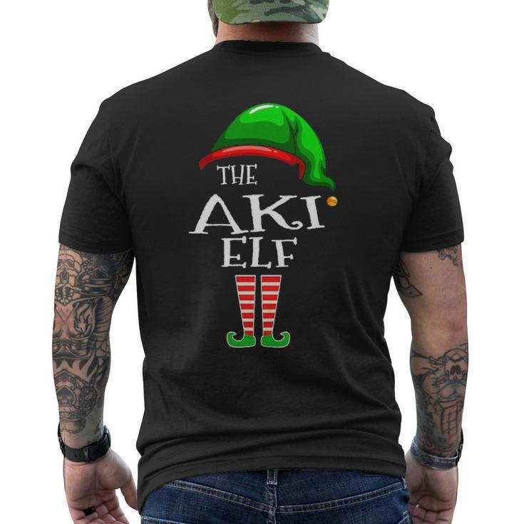 Aki Name Gift The Aki Elf Christmas Mens Back Print T-shirt