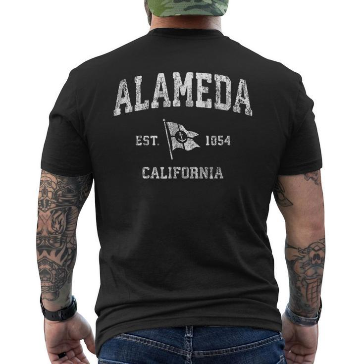Alameda California Ca Vintage Boat Anchor Flag Design  Mens Back Print T-shirt