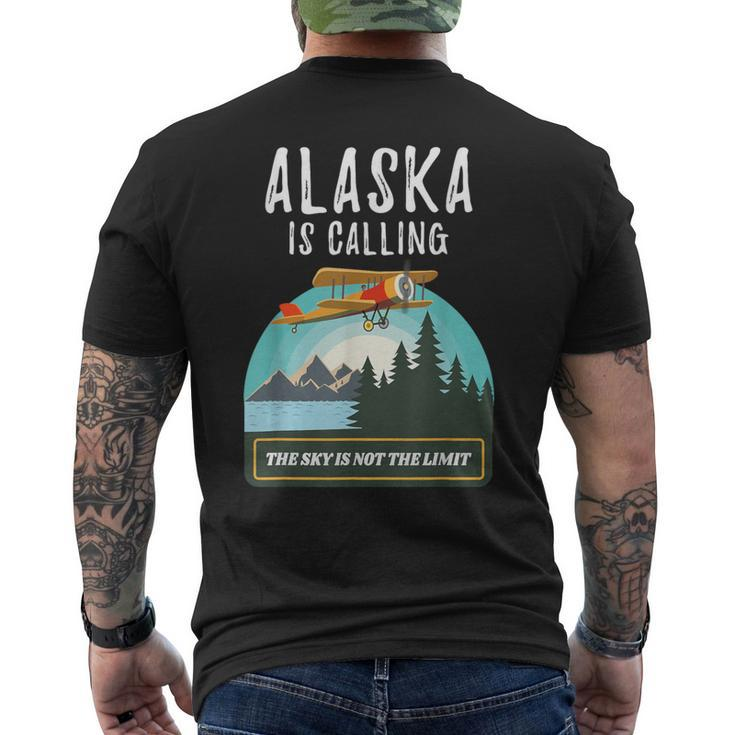 Alaska Mountain Retro Vintage Plane Bush Flying Pilot Men's T-shirt Back Print