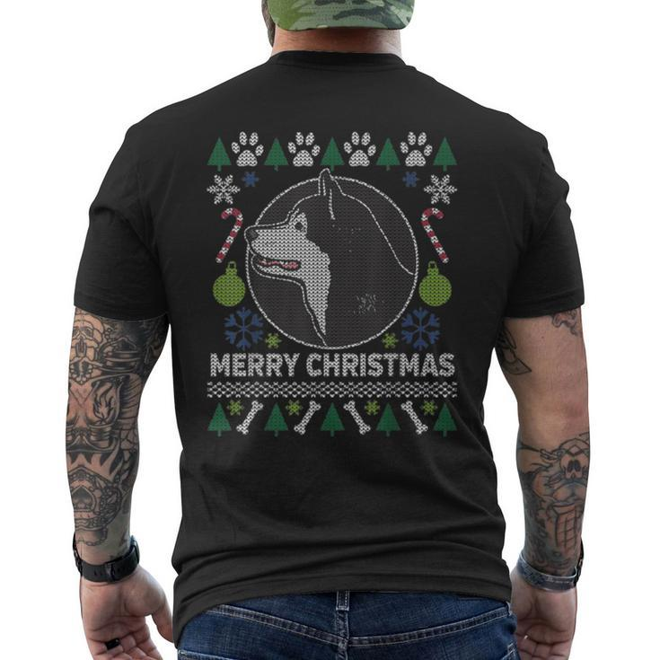 Alaskan Malamute Dog Ugly Christmas Sweaters Men's T-shirt Back Print