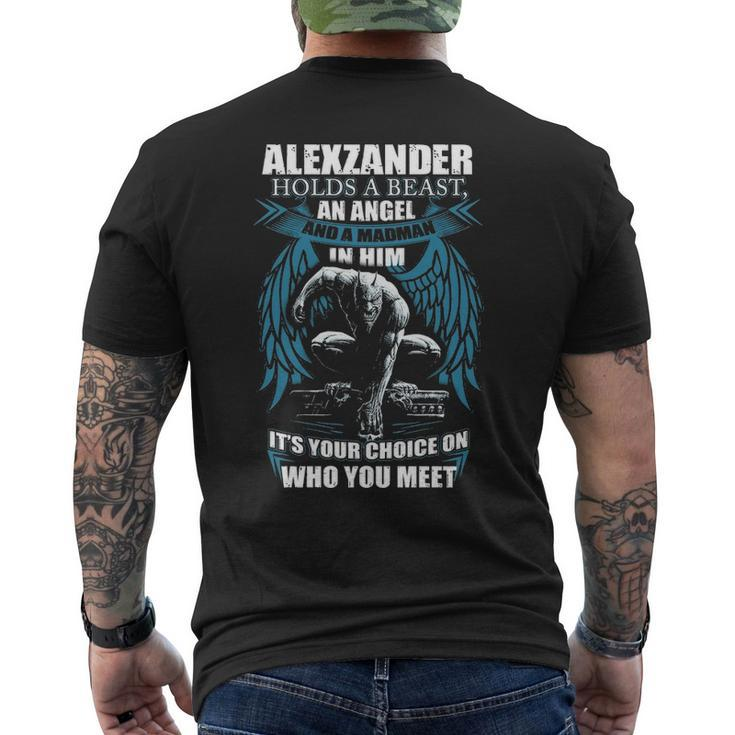 Alexzander Name Gift Alexzander And A Mad Man In Him V2 Mens Back Print T-shirt