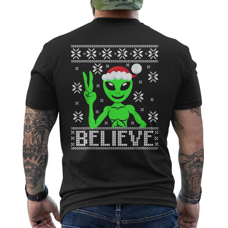 Alien Believe Ugly Christmas Sweater Men's T-shirt Back Print