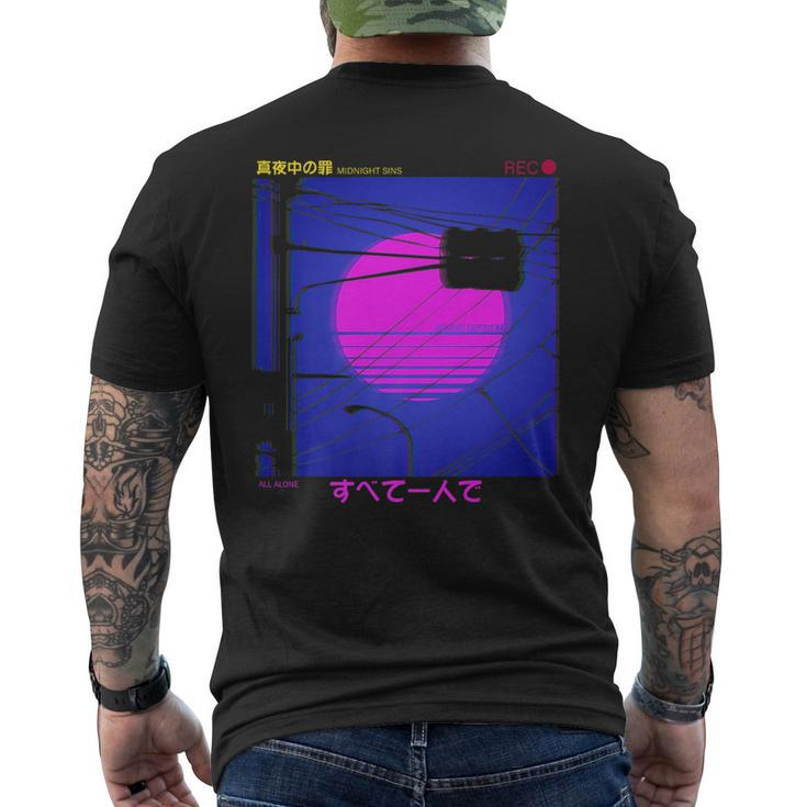 All Alone In Japan Retro Futurism Lofi Vaporwave Streetwear   Mens Back Print T-shirt