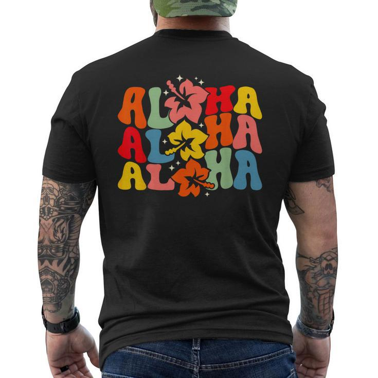 Aloha Hawaii Hawaiian Island  Beach Vacation Groovy  Mens Back Print T-shirt