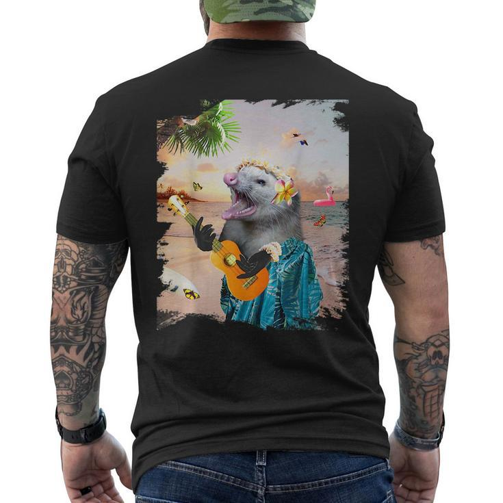 Aloha Hawaiian Possum Opossum Beach Funny  Mens Back Print T-shirt