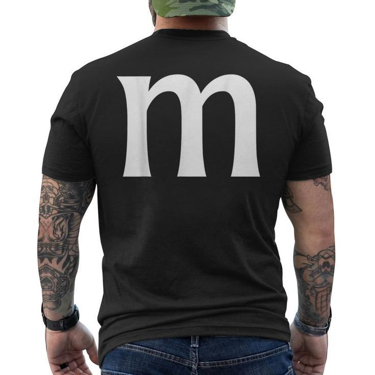 Alphabet M Family Letter M Halloween Costumes Men's T-shirt Back Print