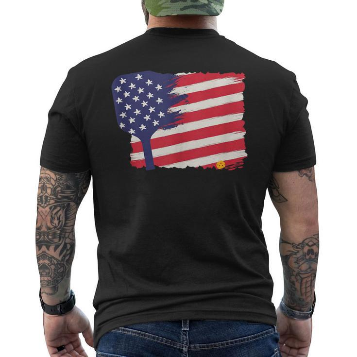 America And Pickleball  Mens Back Print T-shirt