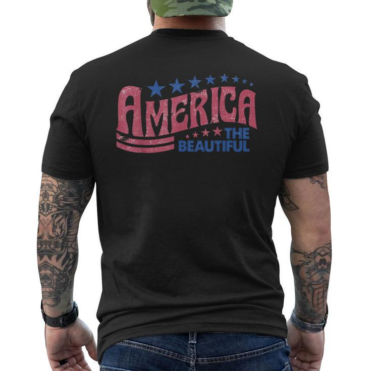 America The Beautiful Retro Vintage American 4Th Of July Mens Back Print T-shirt