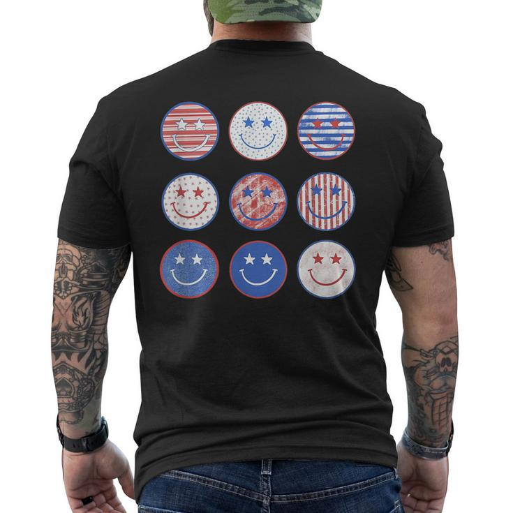 America Vibes Cute Smile Face Usa American Flag 4Th Of July  Mens Back Print T-shirt