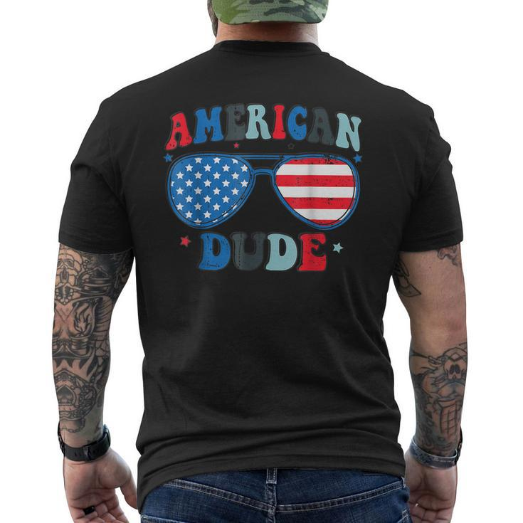 American Dude Sunglasses 4Th Of July Patriotic Boy Men Kids  Mens Back Print T-shirt
