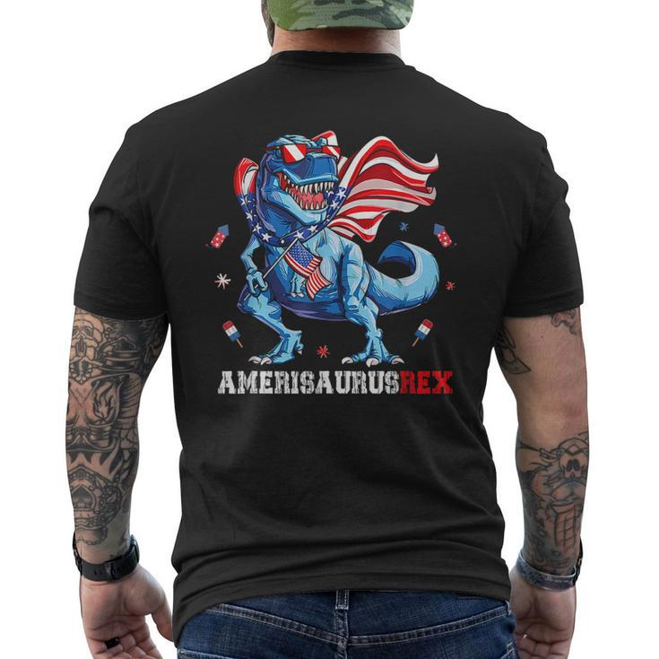 American Flag 4Th Of July T Rex Dinosaur Amerisaurus Rex Boy Mens Back Print T-shirt