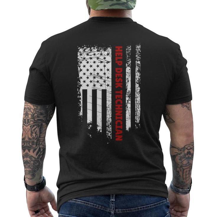 American Flag Help Desk Technician Mens Back Print T-shirt