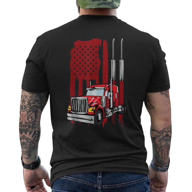American Flag Semi Truck Driver Truck Lovers Trucker Men's T-shirt Back Print
