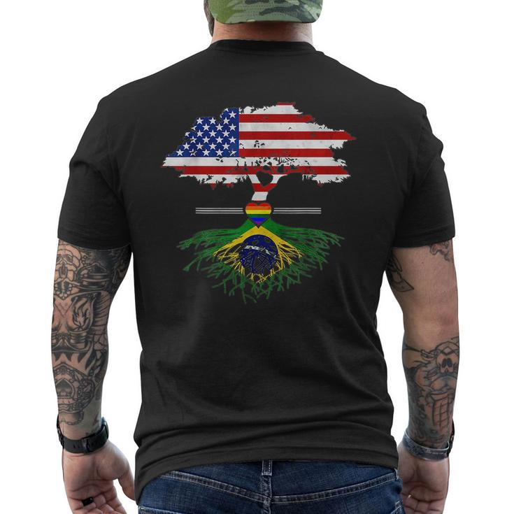 American Grown Brazilian Roots Gay Heart Lgbt Pride  Mens Back Print T-shirt