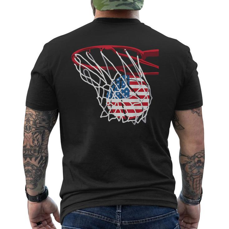 American Patriotic Basketball 4Th Of July Us Flag Men Boys  Mens Back Print T-shirt