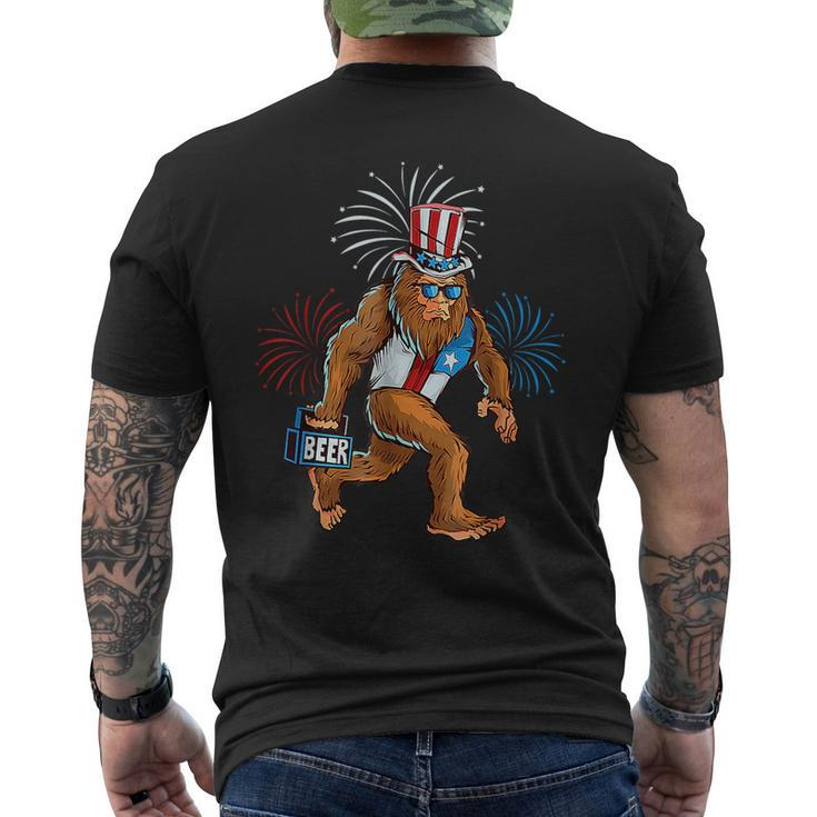 American Patriotic Bigfoot 4Th Of July Sasquatch Men Boy  Mens Back Print T-shirt