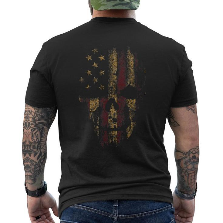 American Skull Flag Patriotic Happy 4Th Of July  Mens Back Print T-shirt