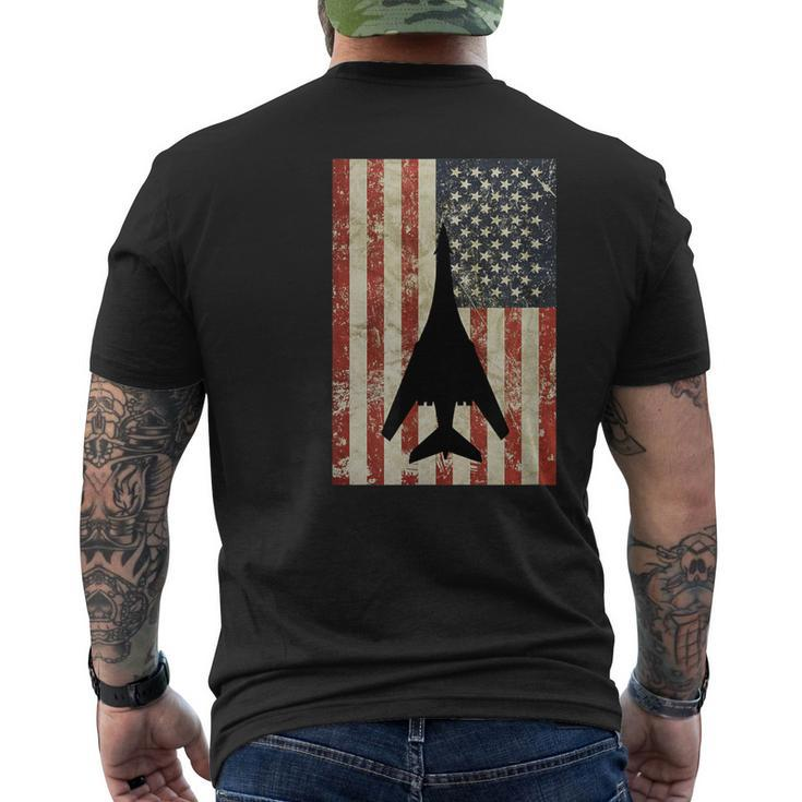 American Usa Flag B-1 Lancer Bomber Army Military Pilot Men's T-shirt Back Print