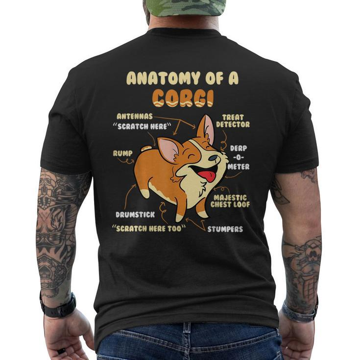 Anatomy Of A Corgi Pet Dog Lover  Mens Back Print T-shirt