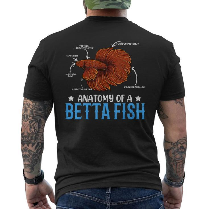 Anatomy Of Betta Fish Funny Fishkeeping Aquarium Graphic  Mens Back Print T-shirt