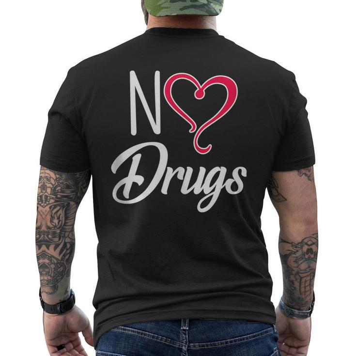 Anti Drug And Alcohol No Drugs Heart Shape Red Ribbon  Mens Back Print T-shirt