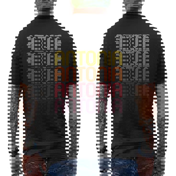 Antonia Retro Wordmark Pattern Vintage Style Men's T-shirt Back Print