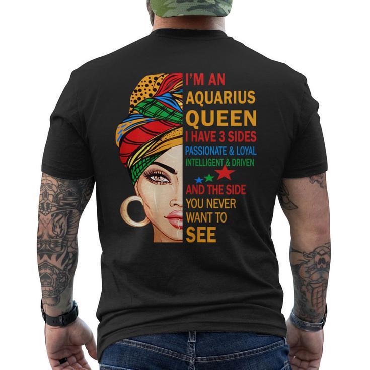 Aquarius Queen I Have 3 Sides Birthday Zodiac Aquarius Men's T-shirt Back Print