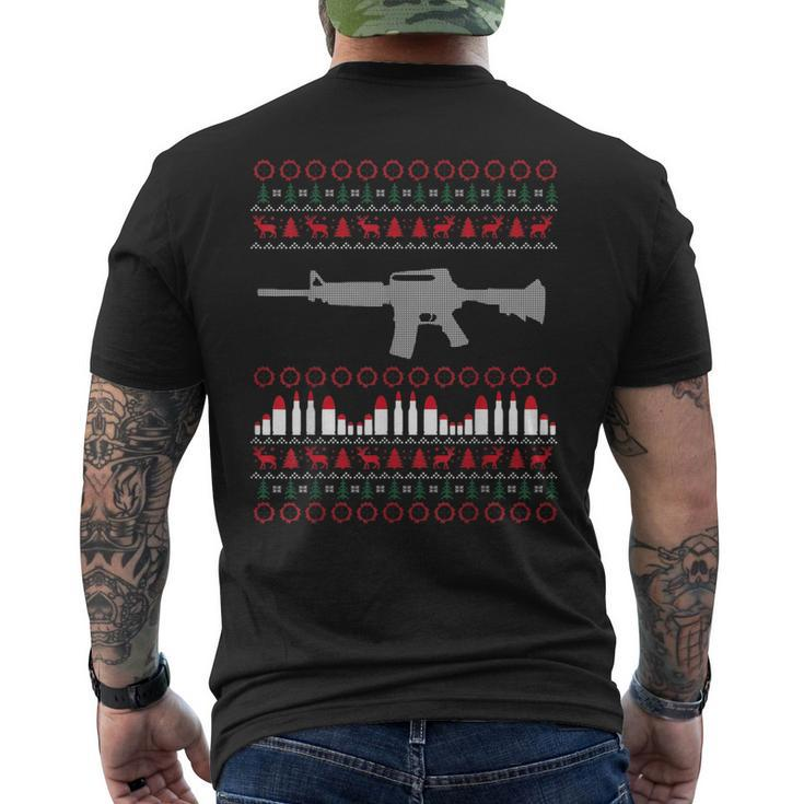Ar-15 Machine Gun Ugly Christmas Sweater Men's T-shirt Back Print