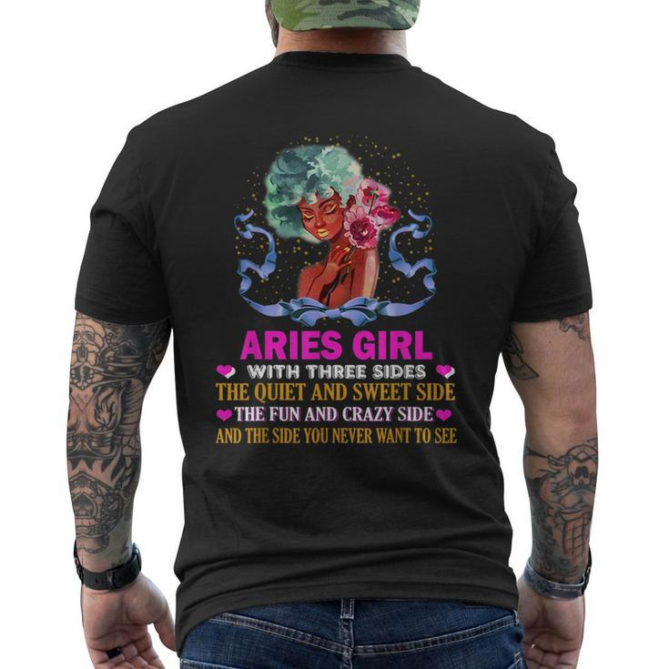 Aries Girl Has Three Sides Birthday Aries Funny Gifts Mens Back Print T-shirt