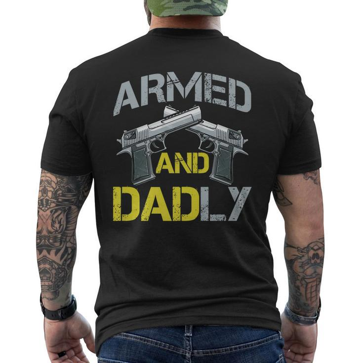 Armed And Dadly Armed Dad Pun Deadly Fathers Day Men's Back Print T-shirt