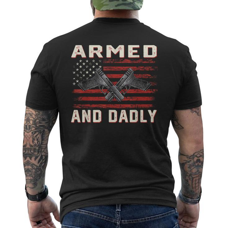 Men Armed And Dadly Deadly For Fathers Day Usa Flag Men's Back Print T-shirt