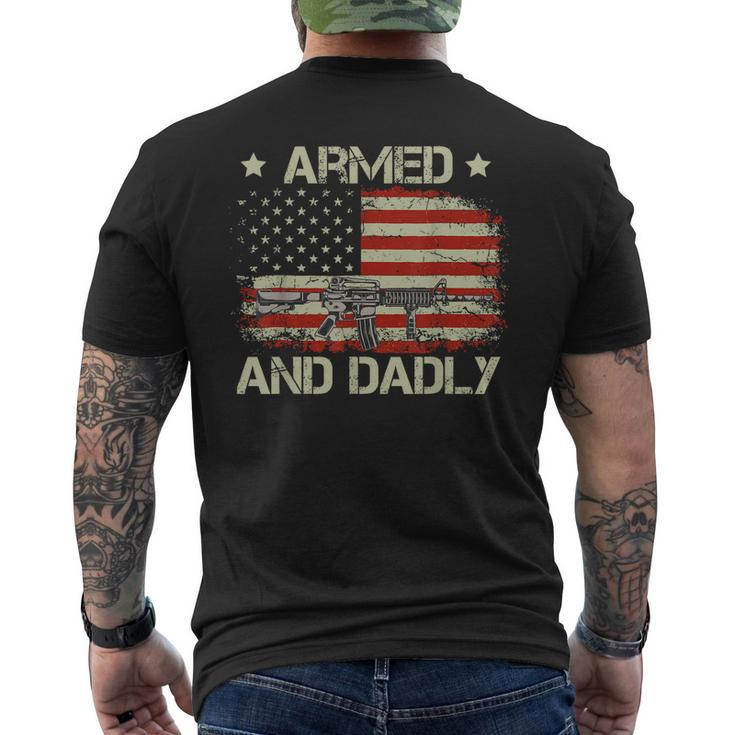 Armed And Dadly Dadly Fathers Day Men's Back Print T-shirt